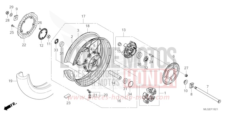 HINTERRAD (2) von Africa Twin DCT PEARL GLARE WHITE (NHB53H) von 2023